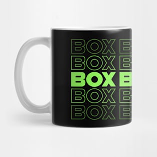 Box Box Box F1 Faded Green Text Design Mug